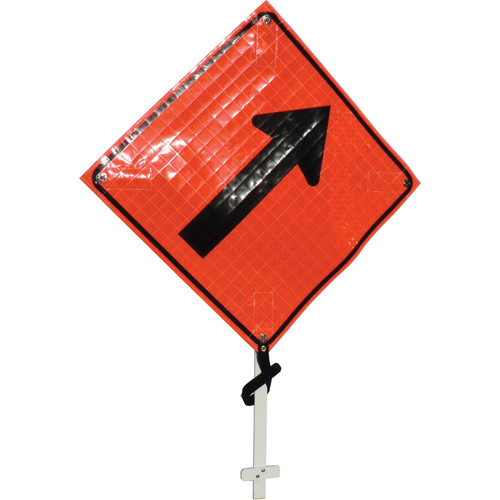 Right Diagonal Arrow Pole Sign, 24" x 24", Vinyl, Pictogram Helyx Safety & Industrial Supplies