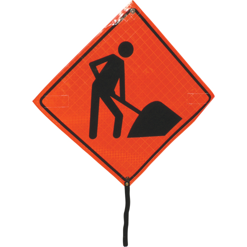 Men At Work Rolled Sign, 24" x 24", Vinyl, Pictogram Helyx Safety & Industrial Supplies