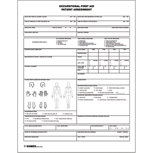 Patient Assessment Chart Helyx Safety & Industrial Supplies