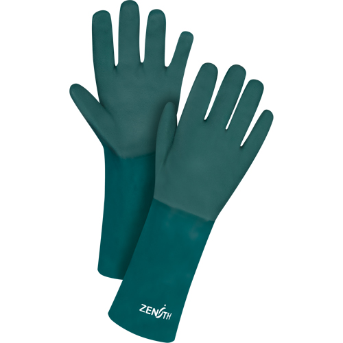 Double Dipped Green Gloves, 14" L, PVC, Cotton Jersey Inner Lining, 70-mil Helyx Safety & Industrial Supplies