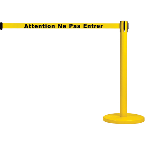 Free-Standing Crowd Control Barrier, Steel, 35" H, Yellow Tape, 7' Tape Length Helyx Safety & Industrial Supplies