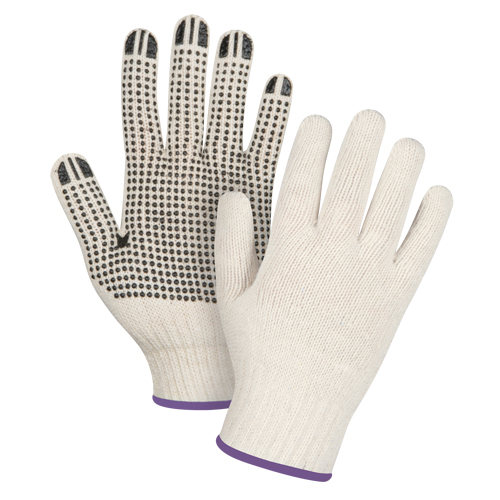 Heavyweight Dotted String Knit Gloves, Poly/Cotton, Single Sided, 7 Gauge, X-Small Helyx Safety & Industrial Supplies