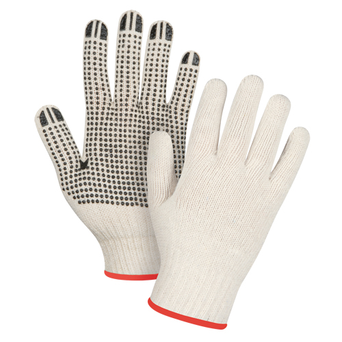 Heavyweight Dotted String Knit Gloves, Poly/Cotton, Single Sided, 7 Gauge, Small Helyx Safety & Industrial Supplies