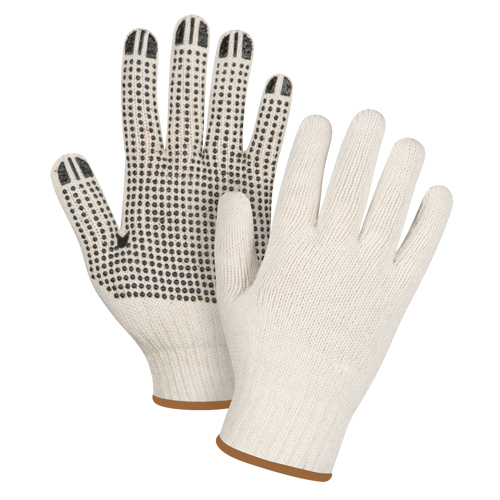 Lightweight Dotted String Knit Gloves, Poly/Cotton, Single Sided, 7 Gauge, Large Helyx Safety & Industrial Supplies