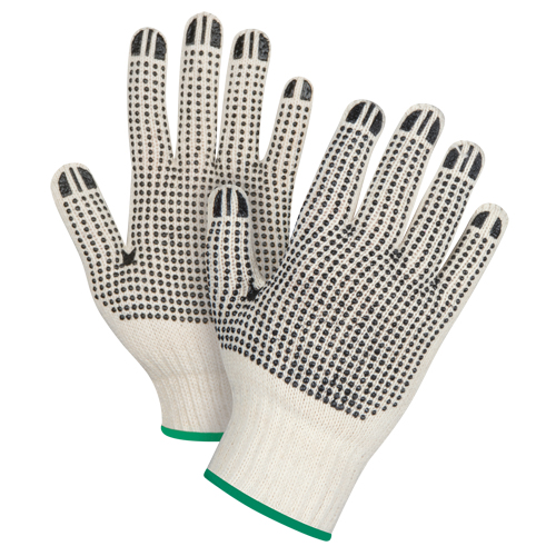 Heavyweight Double-Sided Dotted String Knit Gloves, Poly/Cotton, Double Sided, 7 Gauge, Medium Helyx Safety & Industrial Supplies