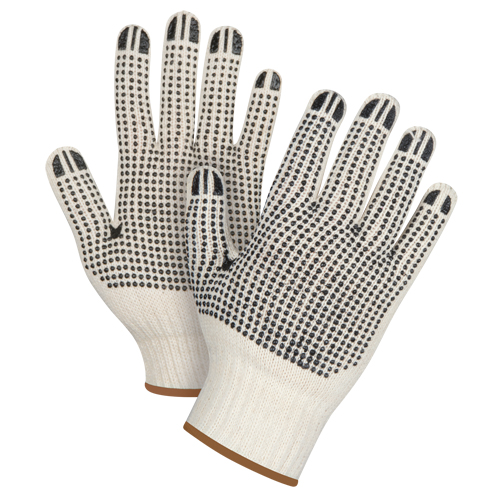 Heavyweight Double-Sided Dotted String Knit Gloves, Poly/Cotton, Double Sided, 7 Gauge, Large Helyx Safety & Industrial Supplies