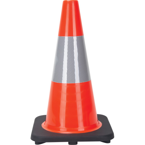 C&ocirc;ne de signalisation, 18", Orange, Bande(s) r&eacute;fl&eacute;chissante(s) 6" Helyx Safety & Industrial Supplies