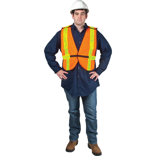 Veste de s&eacute;curit&eacute; d'usage standard, Orange haute visibilit&eacute;, Grand, Polyester Helyx Safety & Industrial Supplies