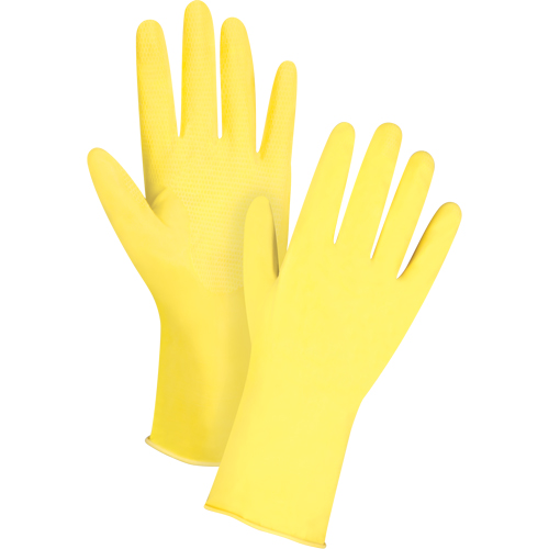Premium Canary Yellow Chemical-Resistant Gloves, Size Large/9, 12" L, Rubber Latex, Flock-Lined Inner Lining, 15-mil Helyx Safety & Industrial Supplies
