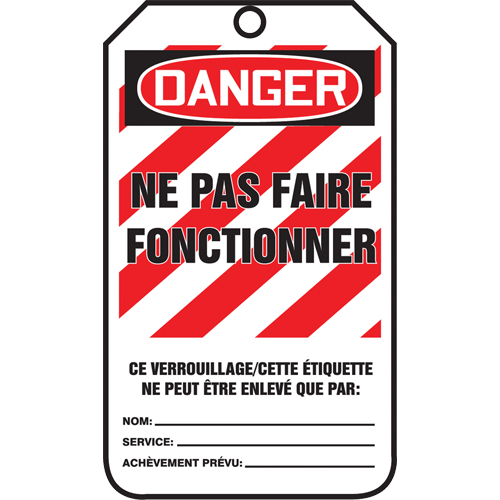 Lockout Tags, Plastic, 3-3/8" W x 5-5/8" H, French Helyx Safety & Industrial Supplies