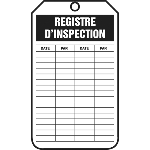 Inspection Tags, Plastic, 3-1/8" W x 5-7/8" H, French Helyx Safety & Industrial Supplies