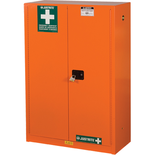 Emergency Preparedness Storage Cabinets, Steel, 4 Shelves, 65" H x 43" W x 18" D, Orange Helyx Safety & Industrial Supplies