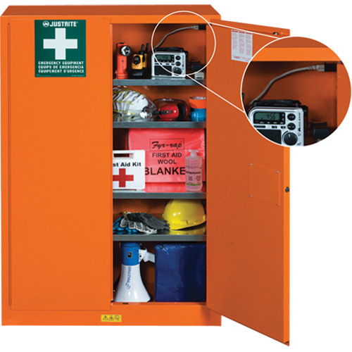 Armoires de rangement pour pr&eacute;paration aux situations d'urgence, Acier, 4 Tablettes, 65" h x 43" la x 18" P, Orange Helyx Safety & Industrial Supplies