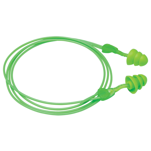 Bouchons d'oreilles r&eacute;utilisables Glide Trio, Avec cordon, Vrac - &agrave; nu, 27 dB NRR, Taille unique Helyx Safety & Industrial Supplies