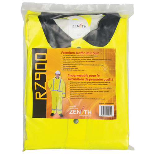 RZ900 Premium Traffic Rain Suit, Polyester/PVC, Medium, Lime-Yellow Helyx Safety & Industrial Supplies