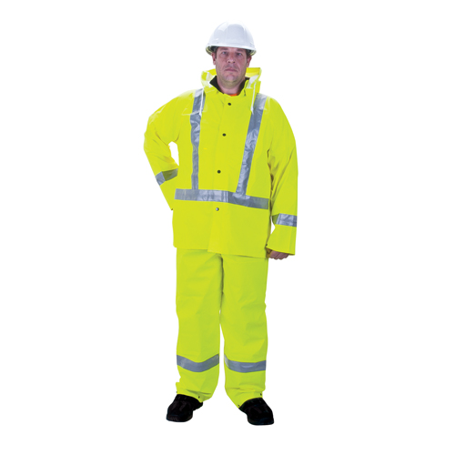 RZ900 Premium Traffic Rain Suit, Polyester/PVC, Medium, Lime-Yellow Helyx Safety & Industrial Supplies