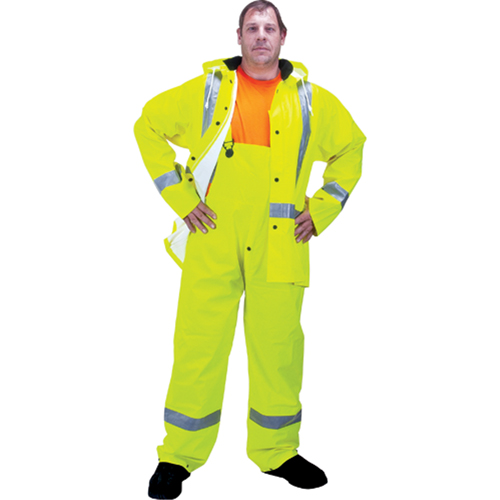 RZ900 Premium Traffic Rain Suit, Polyester/PVC, Medium, Lime-Yellow Helyx Safety & Industrial Supplies