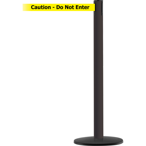 Montant pour syst&egrave;me Advance TensaBarrier, Acier, 36" h, Ruban Noir/Jaune, Longueur du ruban 7,5' Helyx Safety & Industrial Supplies