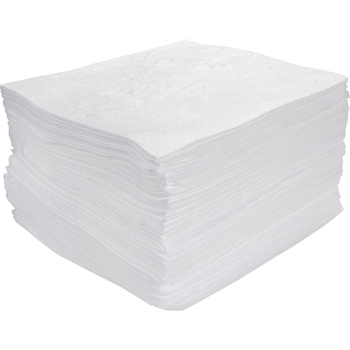 Feuilles absorbantes souffl&eacute;es de premi&egrave;re qualit&eacute;, Huile seulement, 15" x 17", 30 gal. d'absorption Helyx Safety & Industrial Supplies