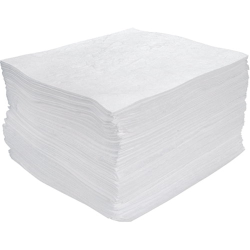 Feuilles absorbantes souffl&eacute;es de premi&egrave;re qualit&eacute;, Huile seulement, 15" x 17", 25 gal. d'absorption Helyx Safety & Industrial Supplies