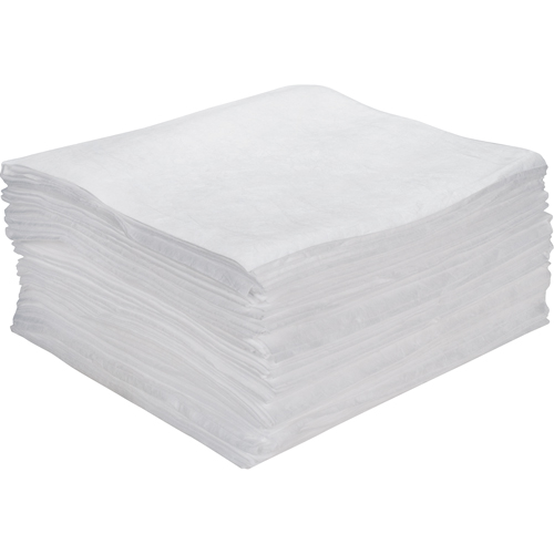 Feuilles absorbantes souffl&eacute;es de premi&egrave;re qualit&eacute;, Huile seulement, 15" x 18", 15 gal. d'absorption Helyx Safety & Industrial Supplies