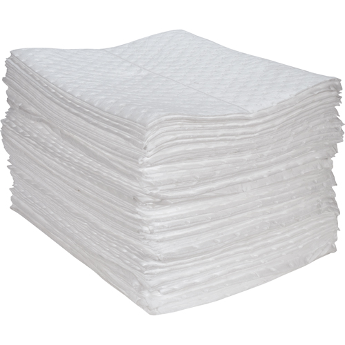 Feuilles absorbantes en fibres fines de premi&egrave;re qualit&eacute;, Huile seulement, 15" x 17", 30 gal. d'absorption Helyx Safety & Industrial Supplies