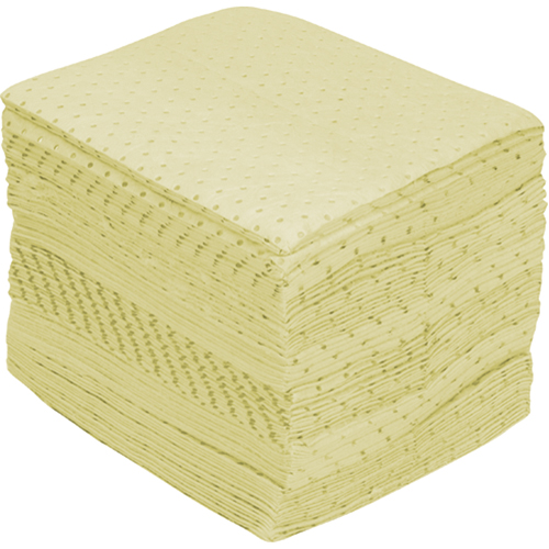 Feuilles absorbantes en fibres fines de premi&egrave;re qualit&eacute;, Mati&egrave;res dangereuses, 15" x 17", 25 gal. d'absorption Helyx Safety & Industrial Supplies