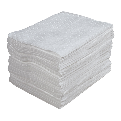 Feuilles absorbantes lamin&eacute;es (SMS) de premi&egrave;re qualit&eacute;, Huile seulement, 15" x 17", 25 gal. d'absorption Helyx Safety & Industrial Supplies