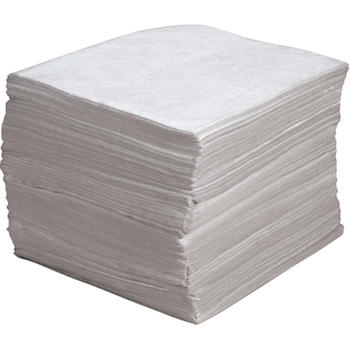 Feuilles absorbantes souffl&eacute;es de premi&egrave;re qualit&eacute;, Huile seulement, 15" x 17", 30 gal. d'absorption Helyx Safety & Industrial Supplies