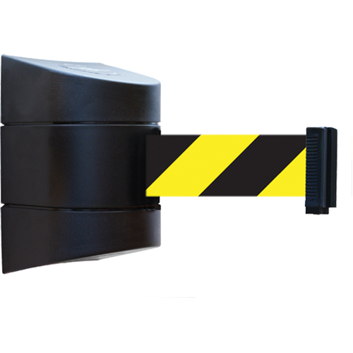 Unit&eacute;s murales Tensabarrier, Plastique, Fixation magn&eacute;tique, 15', Ruban Noir et jaune Helyx Safety & Industrial Supplies