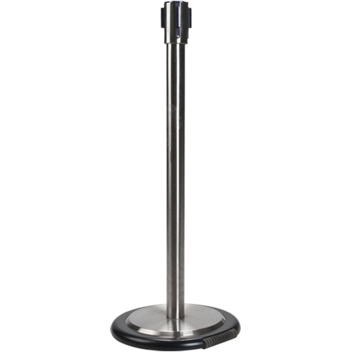Free-Standing Crowd Control Barrier Receiver Post With Wheels, 35" High, Stainless Helyx Safety & Industrial Supplies