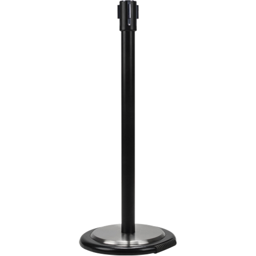 Free-Standing Crowd Control Barrier Receiver Post With Wheels, 35" High, Black Helyx Safety & Industrial Supplies