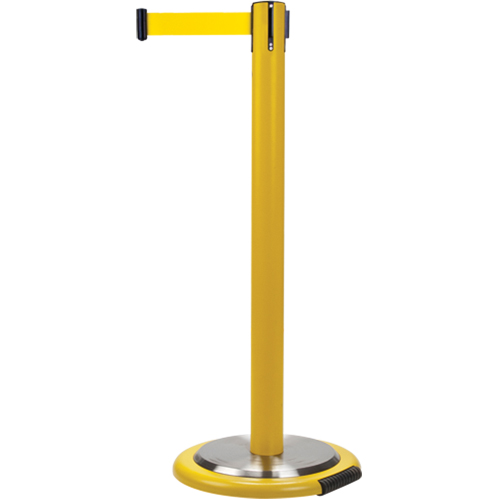 Free-Standing Crowd Control Barrier, Steel, 35" H, Yellow Tape, 7' Tape Length Helyx Safety & Industrial Supplies