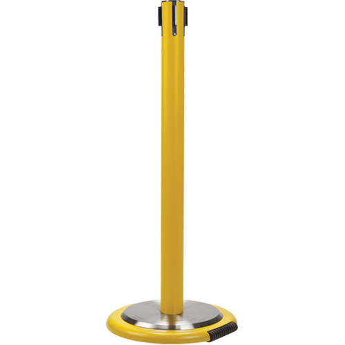 Free-Standing Crowd Control Barrier Receiver Post With Wheels, 35" High, Yellow Helyx Safety & Industrial Supplies