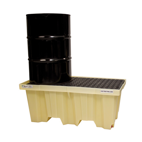 Nestable 2-Drum Poly-Spillpallet Without Drain, 66 US gal. Spill Capacity, 51" x 26" x 21" Helyx Safety & Industrial Supplies