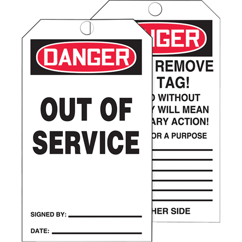 Tags By-The-Roll Safety Tags, Cardstock, 3" W x 6-1/4" H, English Helyx Safety & Industrial Supplies