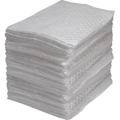 Feuilles absorbantes en fibres fines de calibre industriel, Huile seulement, 15" x 17", 35 gal. d'absorption Helyx Safety & Industrial Supplies
