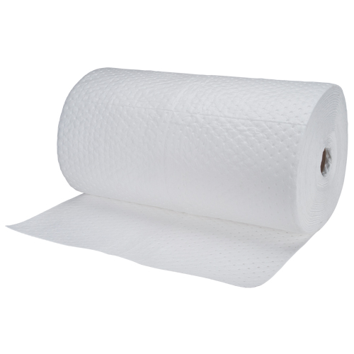 Industrial-Grade Fine Fibre Sorbent Rolls, Mediumweight, 150' L x 30" W, 50 gal. Absorbancy Helyx Safety & Industrial Supplies