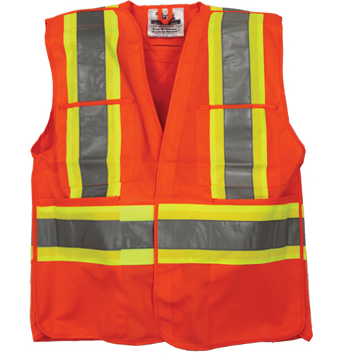 Veste de s&eacute;curit&eacute; pour arpenteur, Orange haute visibilit&eacute;, 4T-Grand/5T-Grand, Polyester Helyx Safety & Industrial Supplies