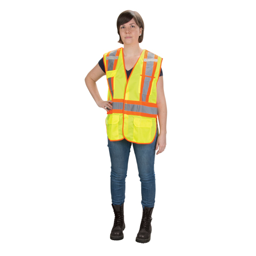 Veste d'arpenteur haute visibilit&eacute;, conforme &agrave; la CSA, Jaune lime haute visibilit&eacute;, Moyen, Polyester Helyx Safety & Industrial Supplies