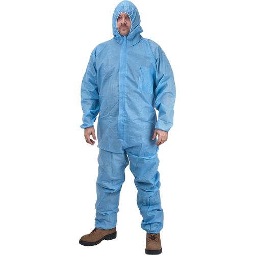 Premium Hooded Coveralls, Medium, Blue, Polypropylene Helyx Safety & Industrial Supplies
