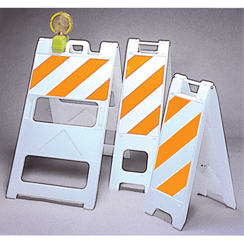 Barricades, Folding, 13" L x 45" H, Orange/White Helyx Safety & Industrial Supplies