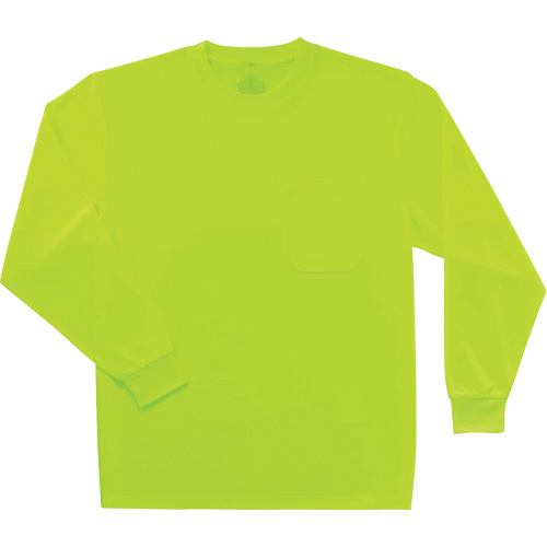 GloWear 8091 Non-Certified Long Sleeve T-Shirt, Polyester, Small, High Visibility Lime-Yellow Helyx Safety & Industrial Supplies