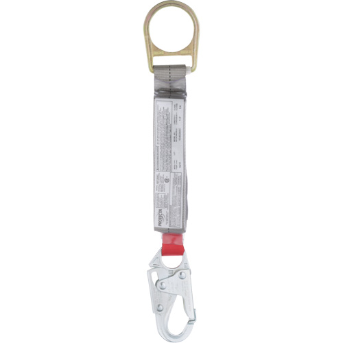 PRO Rope Shock-Absorber, 1.5', Snap Hook/Carabiner Center, Snap Hook Leg Ends, Nylon Helyx Safety & Industrial Supplies
