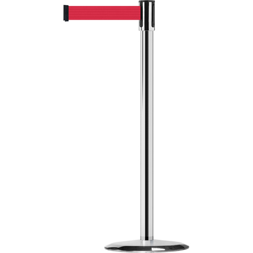 Slimline TensaBarrier&reg; Barrier Post, Steel, 38" H, Red Tape, 7.5' Tape Length Helyx Safety & Industrial Supplies