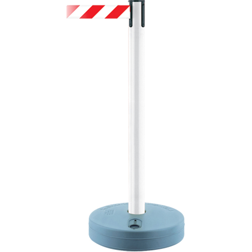 Outdoor TensaBarrier&reg; Barrier Post, Plastic, 37" H, Black/Yellow Tape, 7.5' Tape Length Helyx Safety & Industrial Supplies