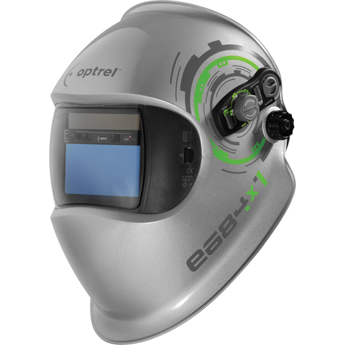 e684 Welding Helmets, 3.94" L x 1.97" W View Area, 4/5 - 13 Shade Range, Silver Helyx Safety & Industrial Supplies