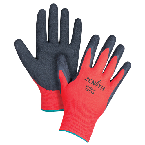 Black & Red Crinkle Grip Coated Gloves, 10/X-Large, Rubber Latex Coating, 13 Gauge, Polyester Shell Helyx Safety & Industrial Supplies