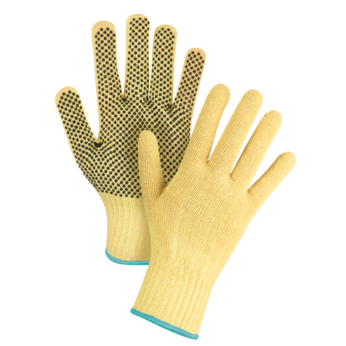 Dotted Seamless String Knit Gloves, Size X-Large/10, 7 Gauge, PVC Coated, Kevlar&reg; Shell, ASTM ANSI Level A2/EN 388 Level 3 Helyx Safety & Industrial Supplies
