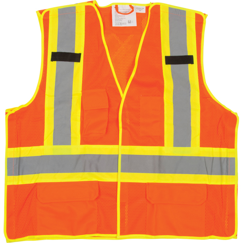 5-Point Tear-Away Premium Safety Vest , High Visibility Orange, Large/X-Large, Polyester Helyx Safety & Industrial Supplies